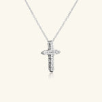 Load image into Gallery viewer, 14K White Gold Round Diamond Cross Necklace
