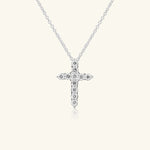 Load image into Gallery viewer, 14K White Gold Round Diamond Cross Necklace
