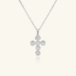 Load image into Gallery viewer, 14K White Gold Round Pavé Diamond Cross Pendant
