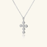 Load image into Gallery viewer, 14K White Gold Round Pavé Diamond Cross Pendant
