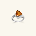Load image into Gallery viewer, 14K White Gold Trillion-Cut Yellow Citrine Ring with Diamond Accented Split Band
