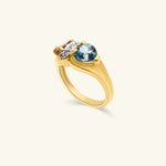 Load image into Gallery viewer, 14K Yellow Gold Citrine and Blue Topaz Ring with Diamond Accent Bar
