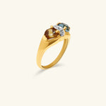 Load image into Gallery viewer, 14K Yellow Gold Citrine and Blue Topaz Ring with Diamond Accent Bar
