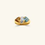 Load image into Gallery viewer, 14K Yellow Gold Citrine and Blue Topaz Ring with Diamond Accent Bar
