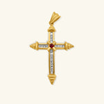 Load image into Gallery viewer, 14K Yellow Gold Ruby &amp; Diamond Cross Pendant
