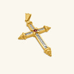 Load image into Gallery viewer, 14K Yellow Gold Ruby &amp; Diamond Cross Pendant
