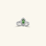 Load image into Gallery viewer, 14K White Gold Marquise Emerald Halo Ring with Diamond Band
