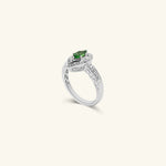 Load image into Gallery viewer, 14K White Gold Marquise Emerald Halo Ring with Diamond Band

