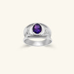 Load image into Gallery viewer, 14K White Gold Oval Amethyst Ring with Diamond Accents

