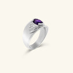 Load image into Gallery viewer, 14K White Gold Oval Amethyst Ring with Diamond Accents
