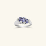 Load image into Gallery viewer, 14K White Gold Three-Stone Tanzanite &amp; Diamond Ring
