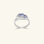 Load image into Gallery viewer, 14K White Gold Three-Stone Tanzanite &amp; Diamond Ring
