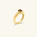 Load image into Gallery viewer, 14K Yellow Gold Emerald-Cut Citrine Ring with Diamond Accents
