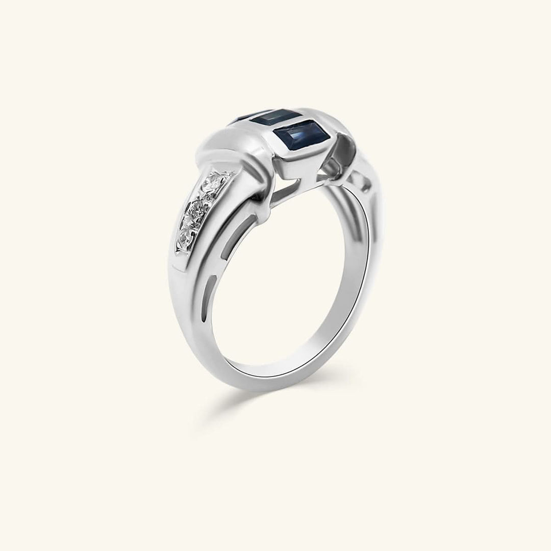 18K Classic Cabochon Sapphire & Diamond Ring