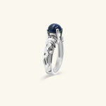 Load image into Gallery viewer, 18K White Gold Cabochon Blue Sapphire &amp; Diamond Ring
