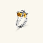 Load image into Gallery viewer, 18K White Gold Cushion-Cut Yellow Citrine &amp; Diamond Crisscross Ring
