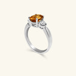 Load image into Gallery viewer, 18K White Gold Oval-Cut Yellow Citrine Ring with Diamond Accents
