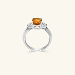 Load image into Gallery viewer, 18K White Gold Oval-Cut Yellow Citrine Ring with Diamond Accents
