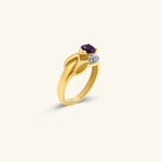 Load image into Gallery viewer, 18K Yellow Gold Oval Amethyst Ring with Diamond Halo

