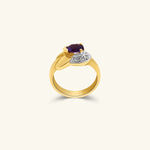 Load image into Gallery viewer, 18K Yellow Gold Oval Amethyst Ring with Diamond Halo
