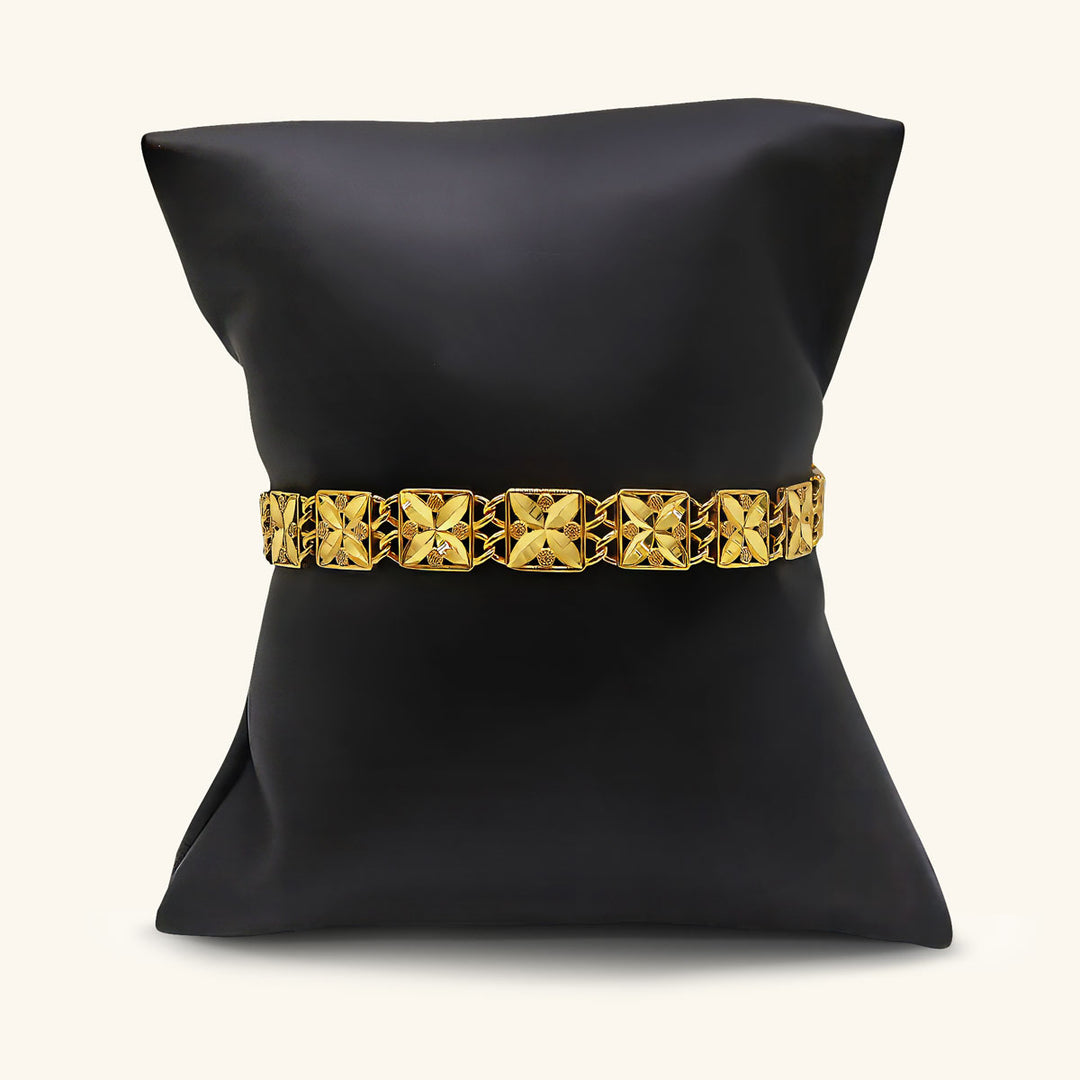 21K Gold Square Medallion Bracelet