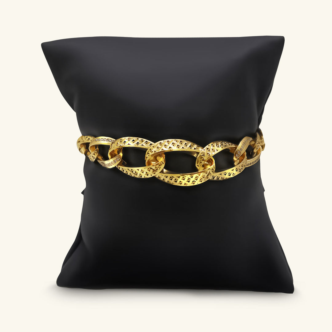 21K Gold Diamond-Cut Mariner Link Bracelet