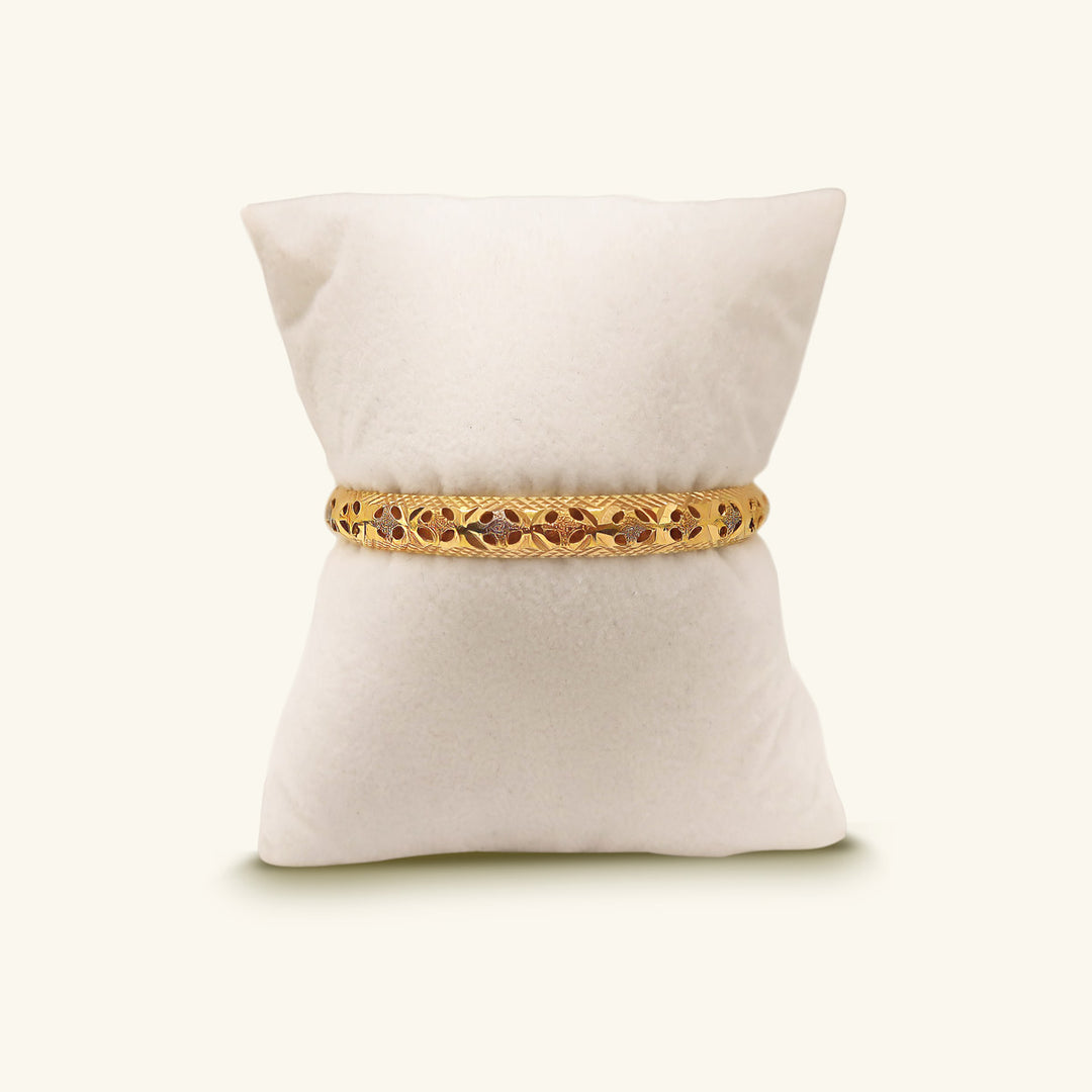 21K Gold Diamond-Cut Two-Tone Baby Bangle
