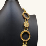 Load image into Gallery viewer, 21K Gold Beaded Halo Circle Necklace
