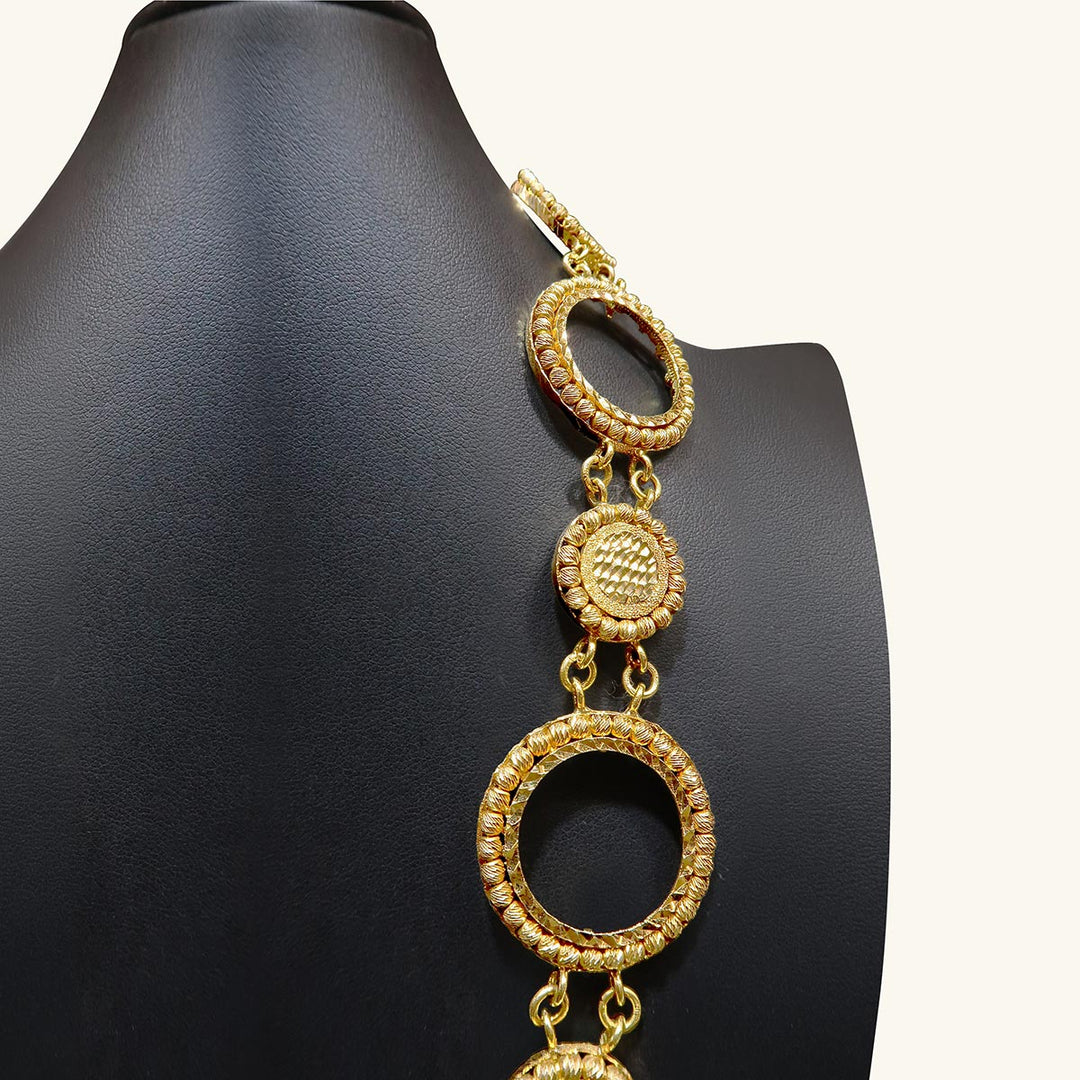 21K Gold Beaded Halo Circle Necklace