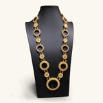 Load image into Gallery viewer, 21K Gold Beaded Halo Circle Necklace

