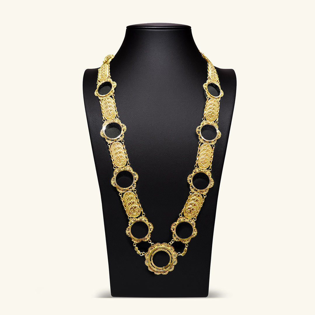 21K Gold Filigree Coin Link Necklace