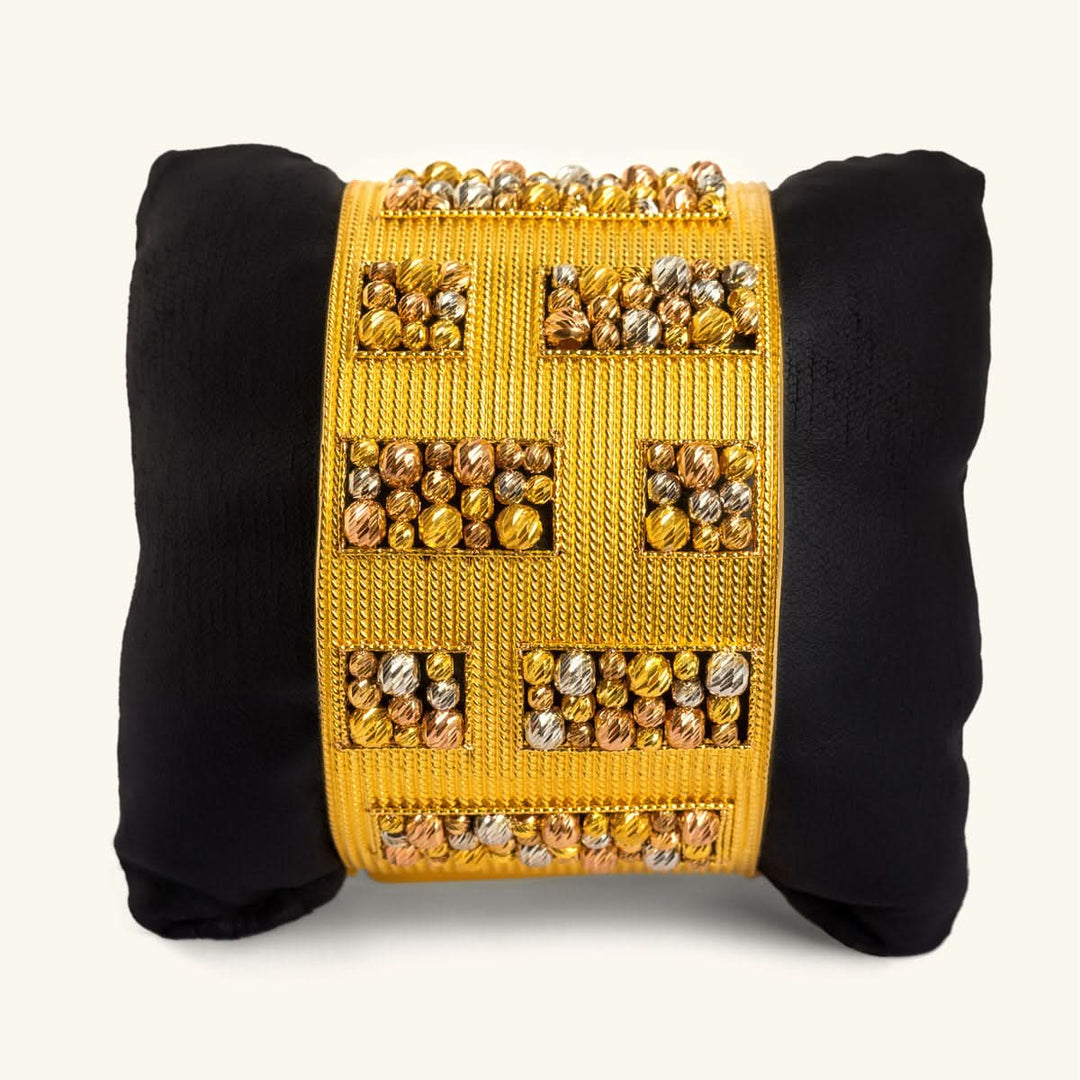 Tri-Color Gold Statement Cuff Bracelet