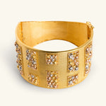 Load image into Gallery viewer, Tri-Color Gold Statement Cuff Bracelet
