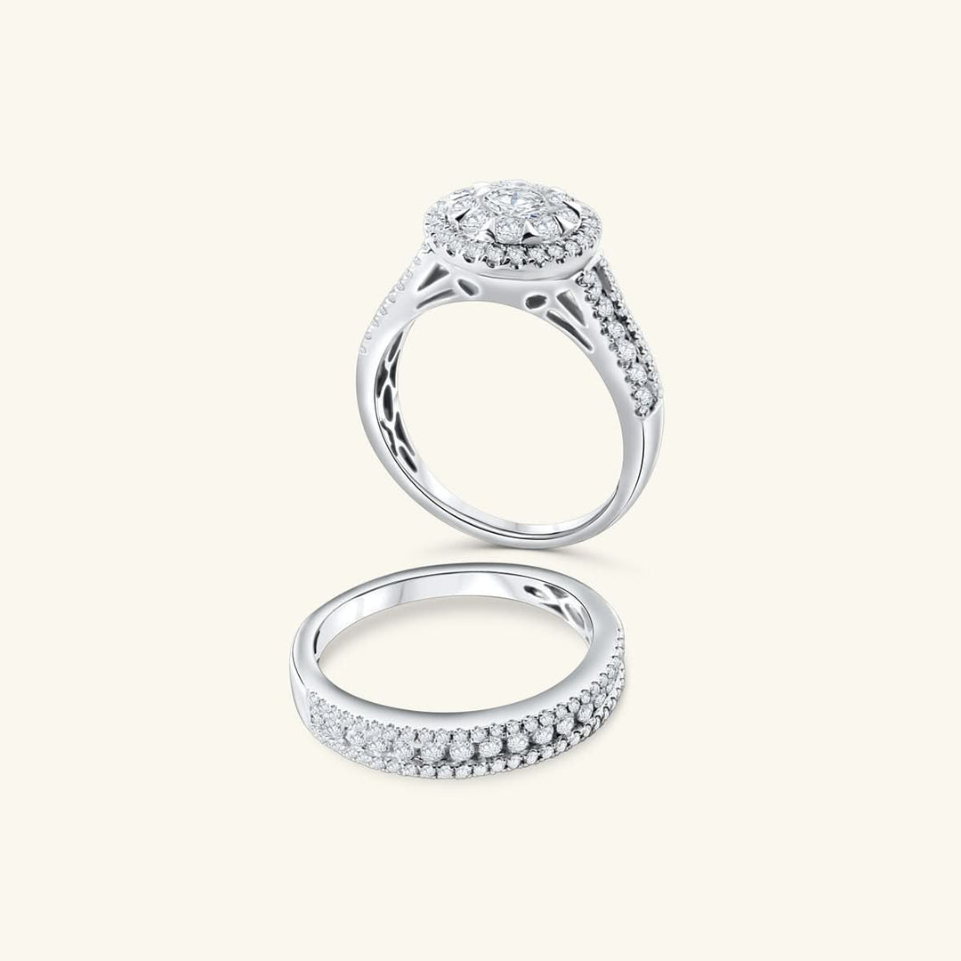 Exquisite Round Brilliant Diamond Ring Set