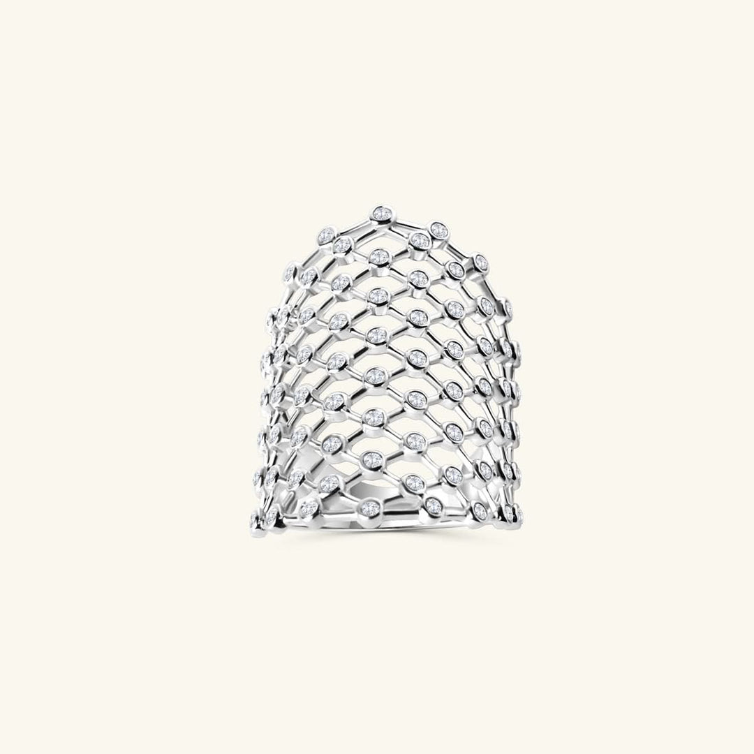 Lattice Diamond Statement Ring