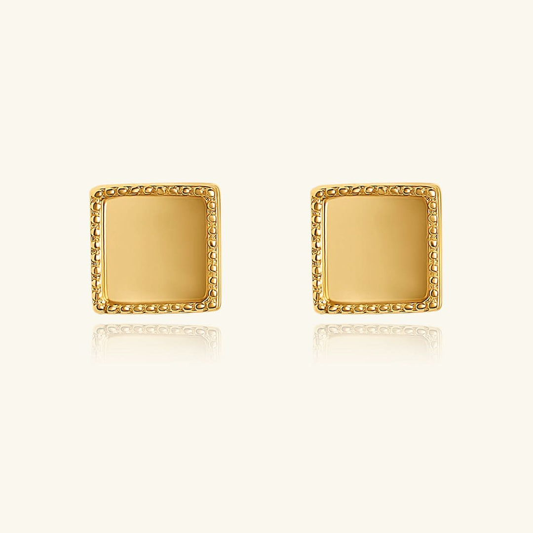 Gold Square Stud Earrings