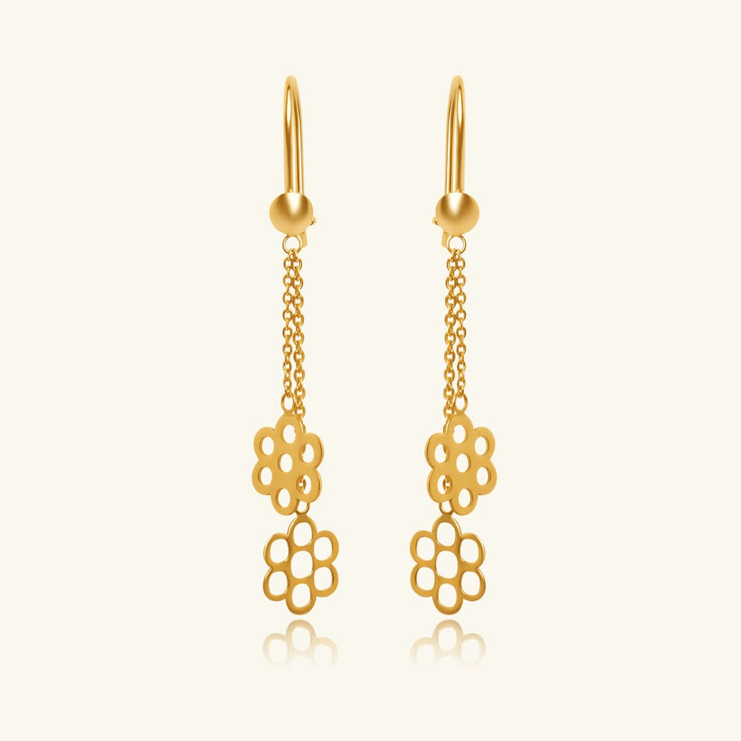 Gold Flower Drop Earrings