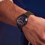 Load image into Gallery viewer, Hack Watch – Black Dial, Green NATO Strap
