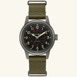 Load image into Gallery viewer, Hack Watch – Black Dial, Green NATO Strap
