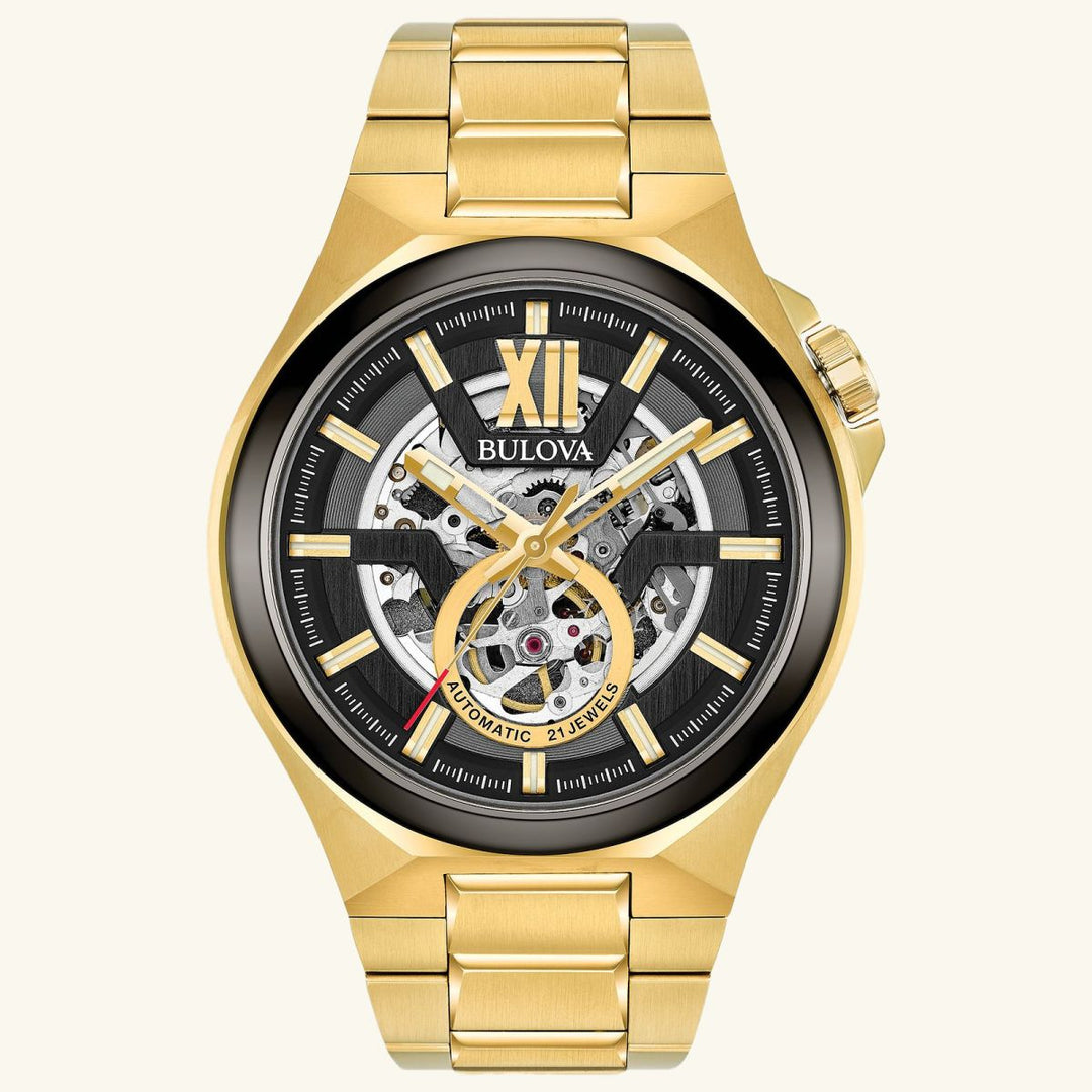 Maquina – Two-Tone Gold & Gunmetal Skeleton Dial