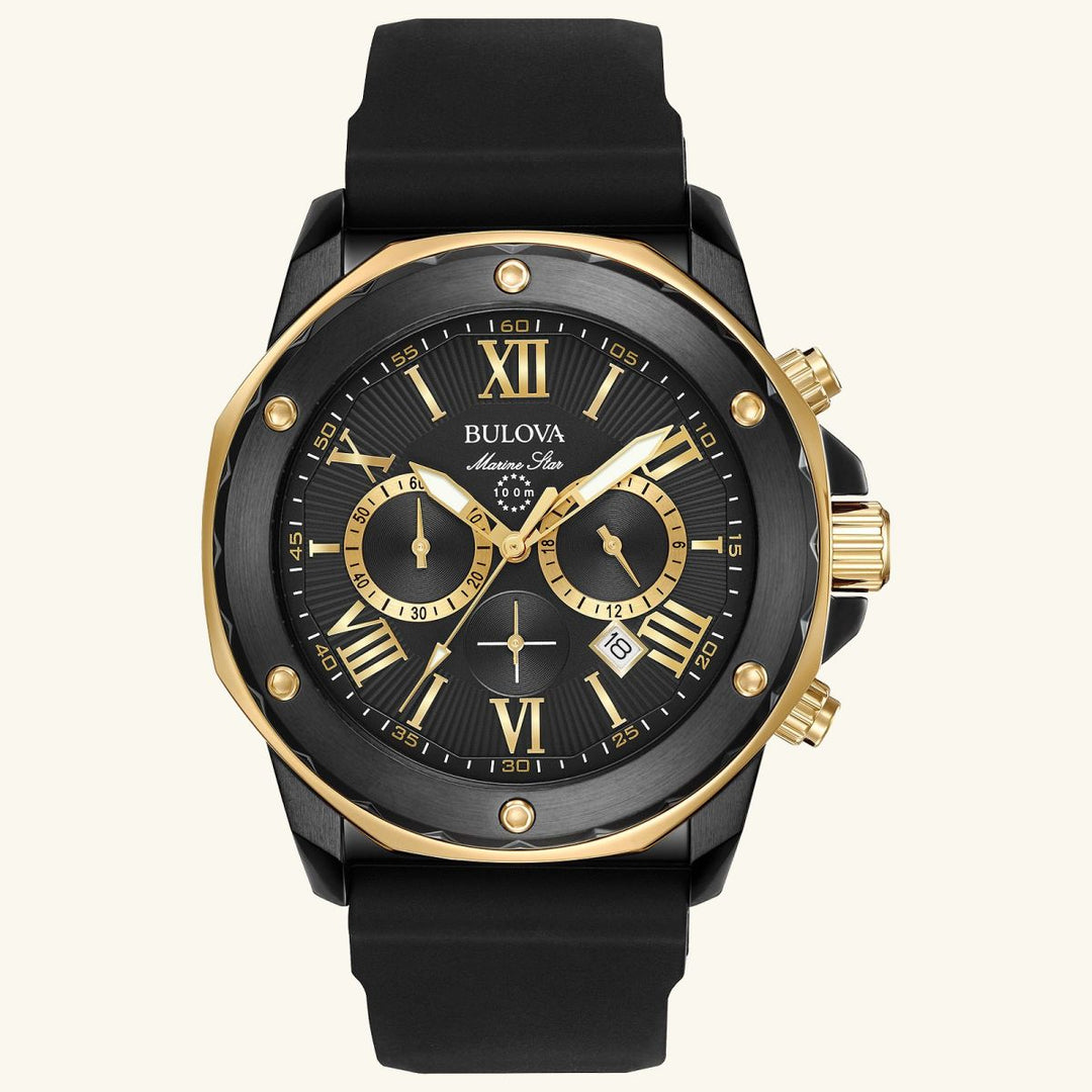 Marine Star Series A, Gold-Tone with Black Dial