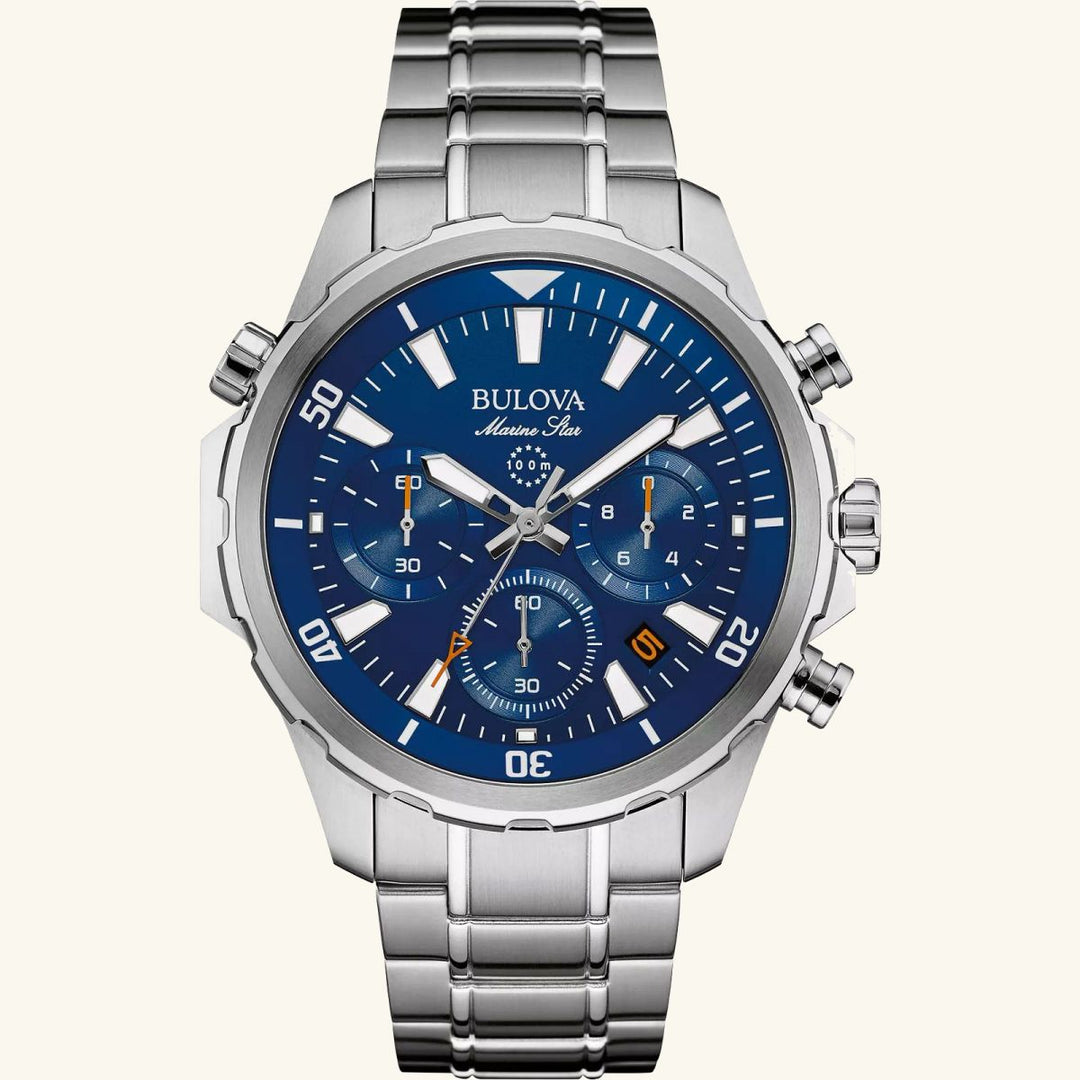 Marine Star Series B, Silver-Tone with Blue Dial