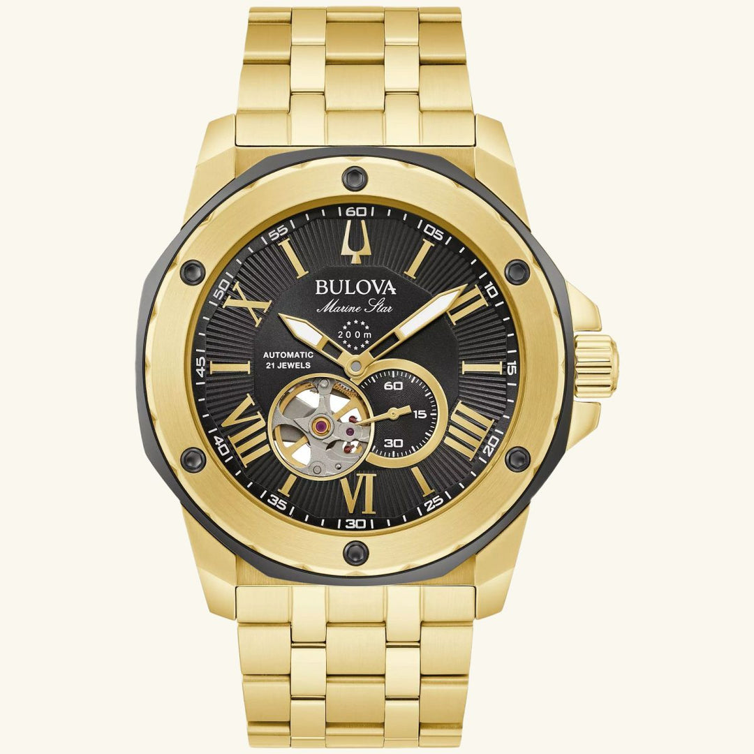 Marine Star Series A, Gold-Tone with Black Dial