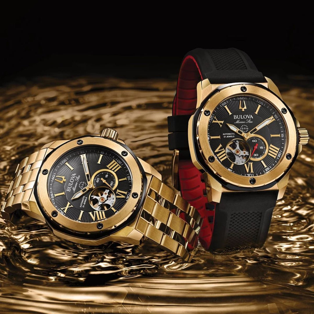 Marine Star Series A, Gold-Tone with Black Strap