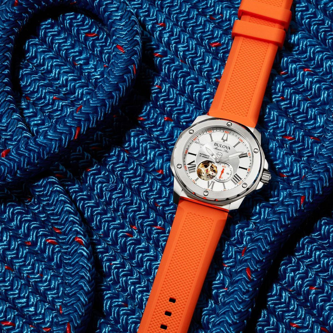Marine Star Series A, Silver-Tone with Orange Strap