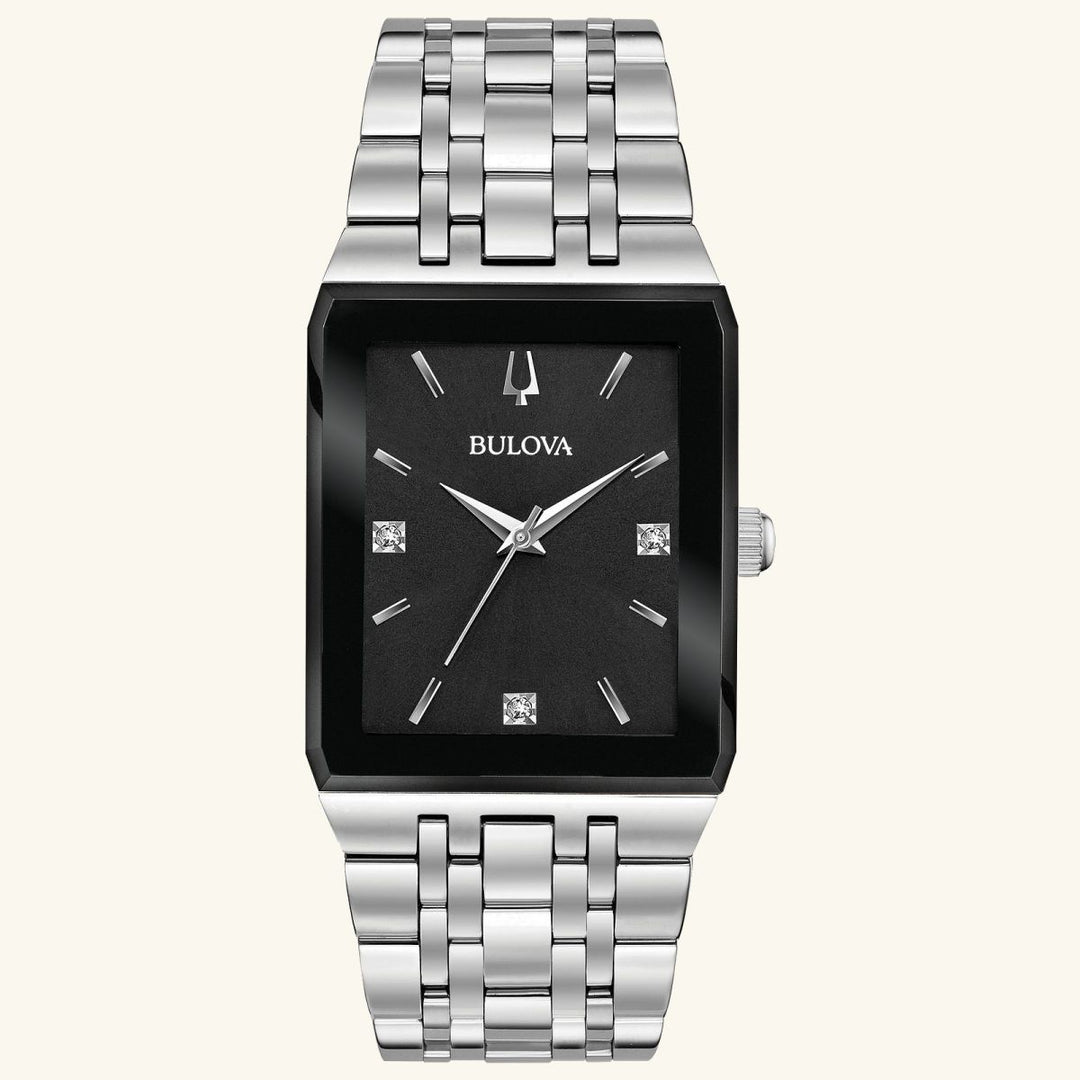 Quadra, Black Dial with 3 Diamonds