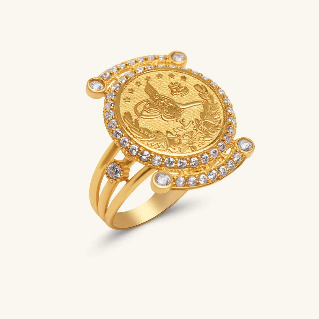 Turkish Coin Design Gold Ring
