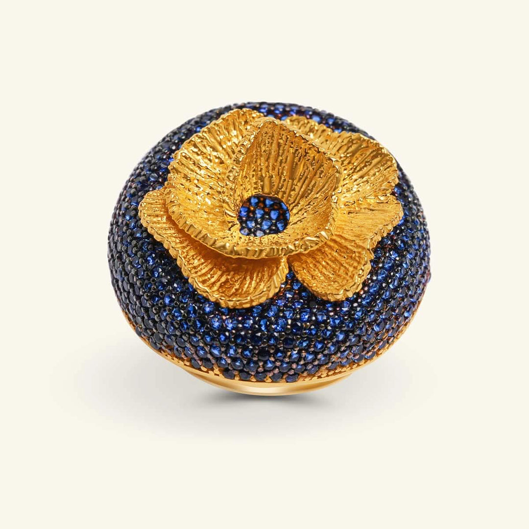 Golden Sapphire Blossom Ring
