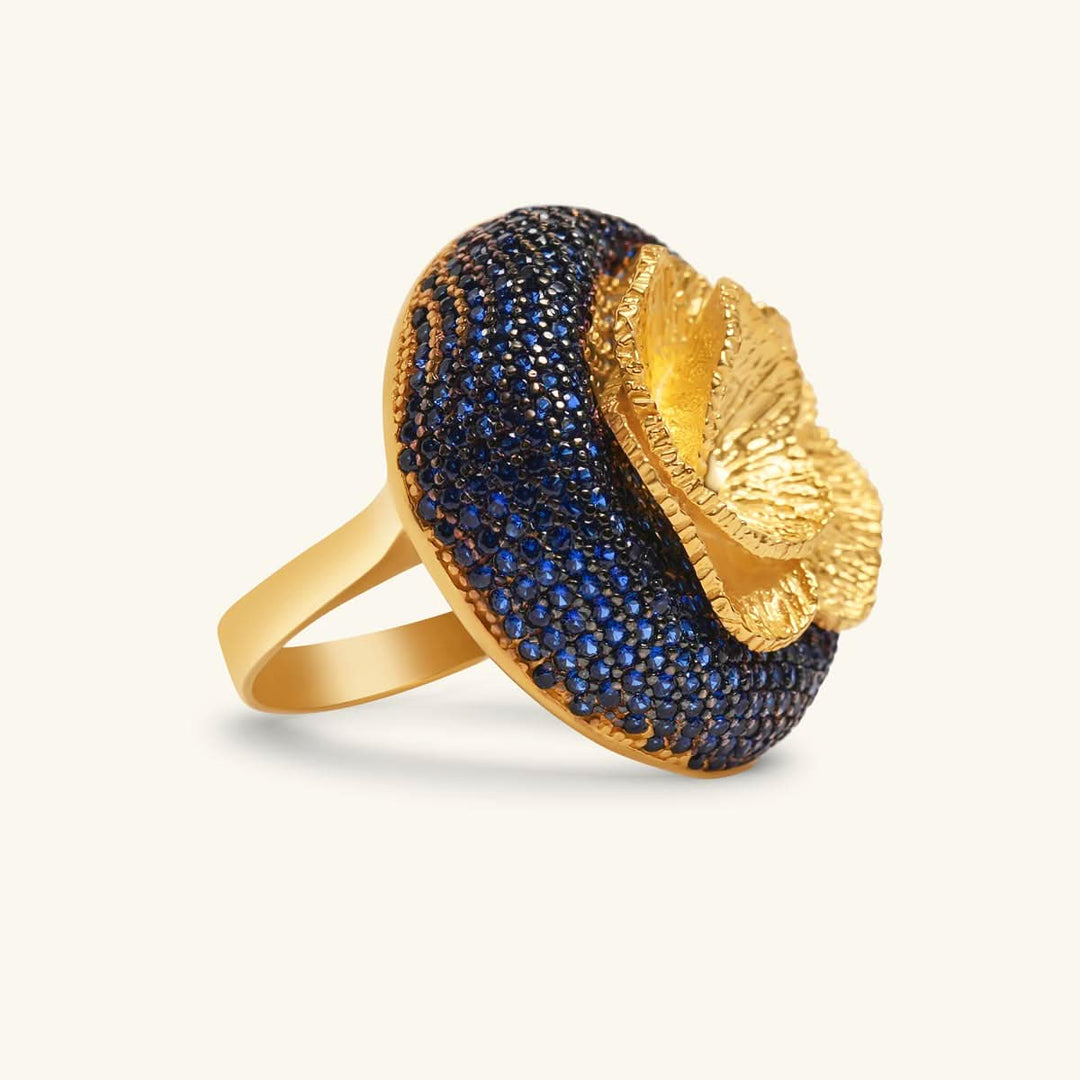 Golden Sapphire Blossom Ring