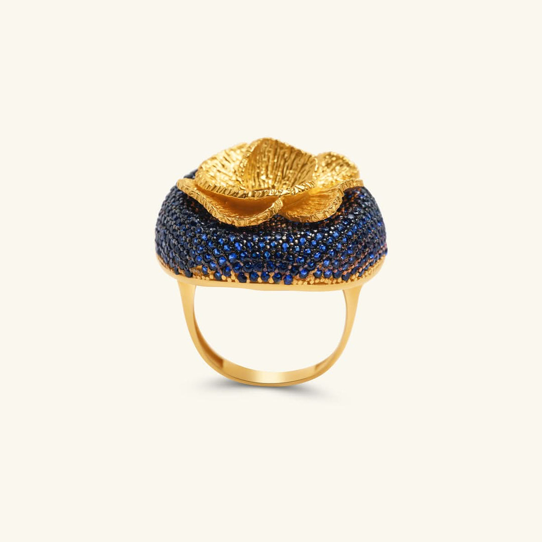 Golden Sapphire Blossom Ring